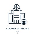 Corporate Finance Icon. Company, Accounting, Bank. Editable Stroke. Vector Icon