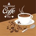 International coffee daydesign. Background, poster for coffee shop to wellcome the International Coffe Day.