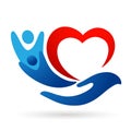 Happy Family heart care union team love in people care children kids taking growth wellness parenting care successful icon