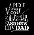 A Piece Of My Heart Lives In Heaven And He\'s My Dad Funny Dad Celebration Dad Greeting Vector Graphic