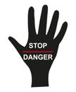 stop danger word on hand