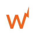 design letter w font electricity concept orange color