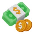 Dollar coins 3d rendering isometric icon. Royalty Free Stock Photo