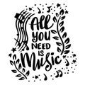 All you need music, hand lettering.