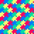 Bright colorful jigsaw puzzle repeat pattern