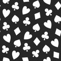 White colored poker suit pattern on black background