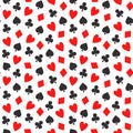 Poker seamless pattern, vector seamless casino background with card suits