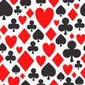 Poker repeat pattern, vector seamless casino background with card suits Royalty Free Stock Photo