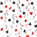 Poker ace pattern, vector seamless casino background Royalty Free Stock Photo