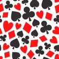 Poker card pattern, vector seamless casino background with card suits Royalty Free Stock Photo