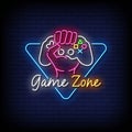 Neon Sign game zone with brick wall background vector Royalty Free Stock Photo