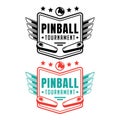 Set Pinball Tournament Vintage Retro Vector Badge Emblem Logo