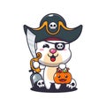 Pirates polar bear in halloween day. Cute halloween cartoon illustration.