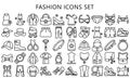 Fashion black outline icons pack.