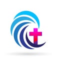 Family Church People love logo icon happiness love care hands cross together success wellness health symbol