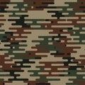 forest camouflage repeating pattern in brown, green and black colors
