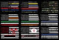 First Responder American Flag Set with Awareness Colors In Stars And Stripes, no one fights alone Royalty Free Stock Photo