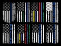 USA Cops Blue Line Grunge Police Flag T-shirt Design. American Cops T-Shirt, grunge USA flag set