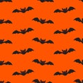 Halloween pattern with cute bats in the night sky