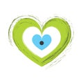 evil eye vector in heart shape - green and blue colors Royalty Free Stock Photo