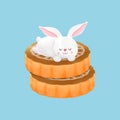 mid autumn festival rabbit watercolorisolated on white blackground vector illustration. Royalty Free Stock Photo