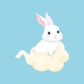 mid autumn festival rabbit watercolorisolated on white blackground vector illustration. Royalty Free Stock Photo