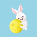 mid autumn festival rabbit watercolorisolated on white blackground vector illustration. Royalty Free Stock Photo