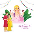 Happy Ganesh Chaturthi greeting card. Vector illustration. Royalty Free Stock Photo