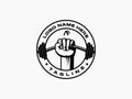 Gym logo. physical exercise. Fitness logo design. Power.Fitness center. Sports. Star. Bodybuilder. Icon