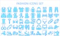 Fashion blue color icons pack.