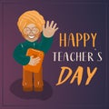 Happy teachers day postcard template happy world hindi teacher`s day set illustration worker set vector flat people happy smile