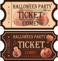 Halloween party tickets Halloween Party Vintage cinema ticket concert and festival event, movie theater coupon Poster Royalty Free Stock Photo