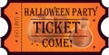 Halloween party tickets Halloween Party Vintage cinema ticket concert and festival event, movie theater coupon Poster Royalty Free Stock Photo