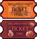 Halloween tickets Halloween Party Vintage cinema ticket concert and festival event, movie theater coupon Poster Royalty Free Stock Photo