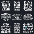 Set of hand drawn lettering quotes. Inspirational and motivational quotes. Vector illustration Royalty Free Stock Photo