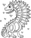 dinosaur outline coloring page ai generated Royalty Free Stock Photo