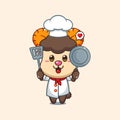 Chef ram sheep cartoon vector illustration. Royalty Free Stock Photo
