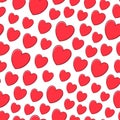 , red heart shapes lined up diagonally repeat pattern on a transparent background