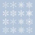 Snowflakes set line icon. Collection of different snowflakes. Vector illustration.