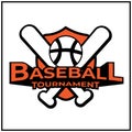 baseball tournament illustration design vector baseball ball and two bats. Royalty Free Stock Photo
