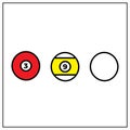 design vector illustration of three billiard balls. Royalty Free Stock Photo