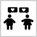 silhouette vector design illustration of two people of the opposite sex loving each other. Royalty Free Stock Photo