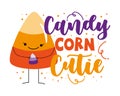 Candy corn cutie - Smiley candy corn. Halloween vecor illustration.