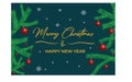 Merry Christmas and Happy New Year card with fir branches and red balls. Vector illustration Royalty Free Stock Photo