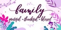 Faith Family Thankful Grateful Quote vector Natural Background