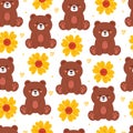 seamless pattern cartoon bears and flower