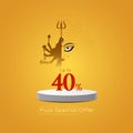 Goddess Maa Durga Face in Happy Durga Puja, Dussehra, and Navratri Celebration Concept for Web Banner, Poster, Social Media Post, Royalty Free Stock Photo