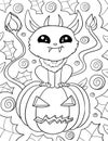 Halloween coloring page, Adult coloring page, Halloween activity Royalty Free Stock Photo