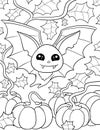 Halloween coloring page, Adult coloring page, Halloween activity Royalty Free Stock Photo