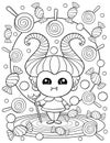 Halloween coloring page, Adult coloring page, Halloween activity Royalty Free Stock Photo